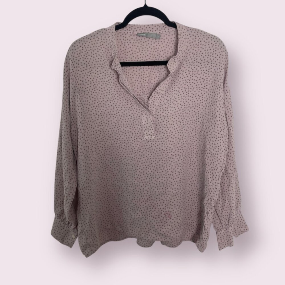Celestial Polka Dot Polkadot Classy Classy Split Neck Business Casual Blouse Top